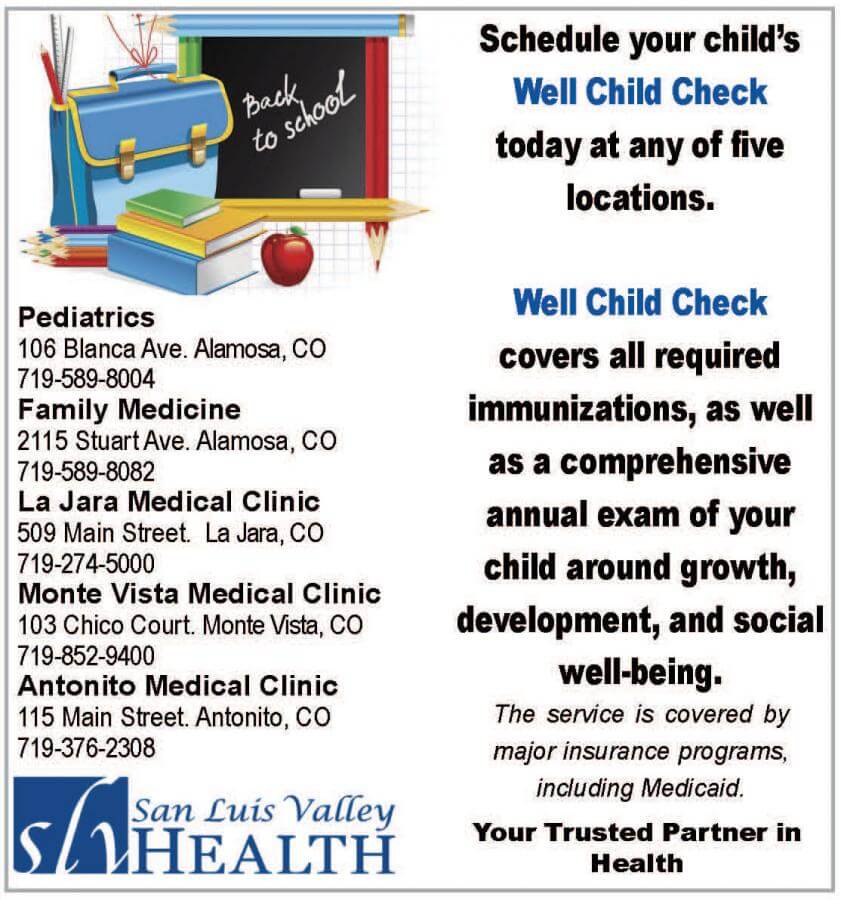 Back to School Well Child Checks San Luis Valley Health