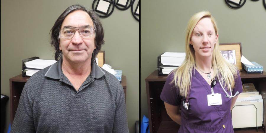 Selso Lopez (left) and Brittany Lavery (right) both work in the San Luis Valley Health Emergency Department.