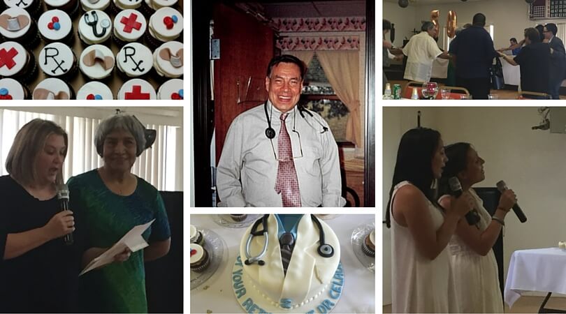 Collage of images of Dr. Celada's retirement party