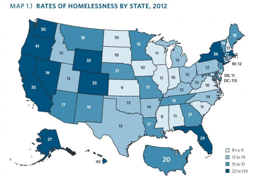 homelessness in USA map