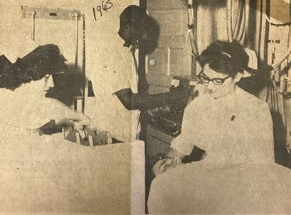 This picture was taken from an article on the St. Francis School of Radiology Technology in 1965. Linda is pictured on the left.