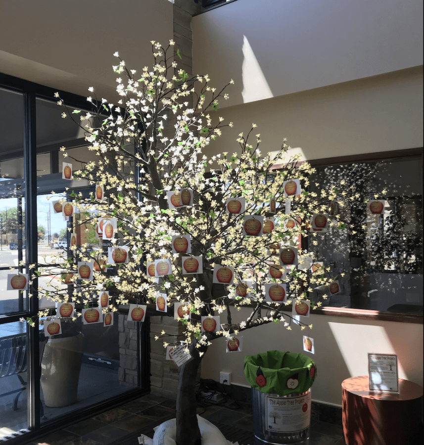 Pictured above: Apple Tree in the San Luis Valley Health Regional Medical Center front lobby on loan from Northriver Greenhouse