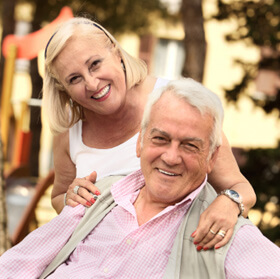 Man and woman couple, smiling, aged 65 or over